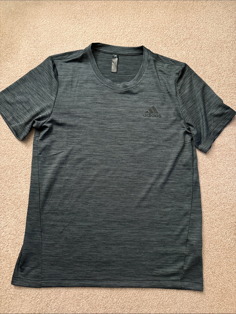 adidas Men's Short-Sleeve Heathered Charcoal Performance Tee